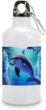 400ml Aluminum Sports Water Bottle Dolphin Printed Large Capacity