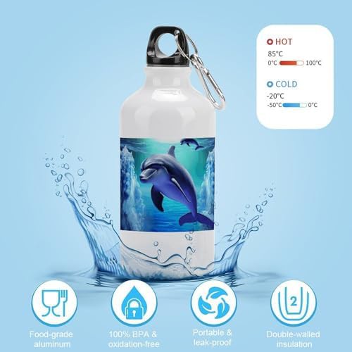 400ml Aluminum Sports Water Bottle Dolphin Printed Large Capacity — photo 4