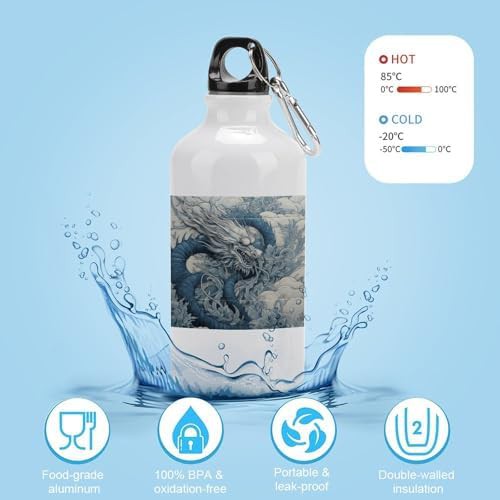 400ml Aluminum Sports Water Bottle Dragon Pattern Printed Large — photo 4