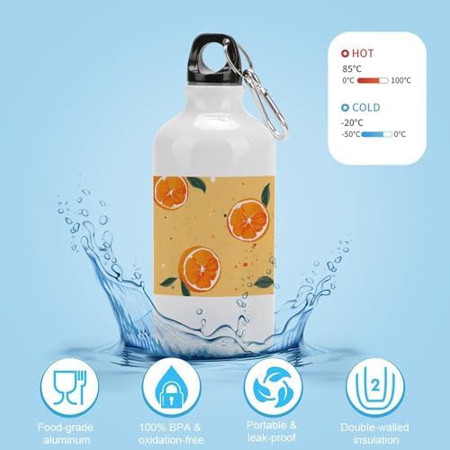 400ml Aluminum Sports Water Bottle Cartoon Style Orange Printed — photo 4