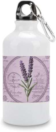 400ml Aluminum Sports Water Bottle Lavender Stamp Printed Large