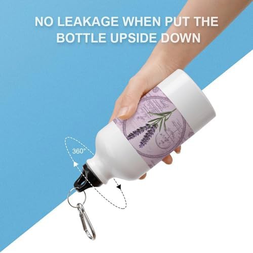 400ml Aluminum Sports Water Bottle Lavender Stamp Printed Large — photo 3