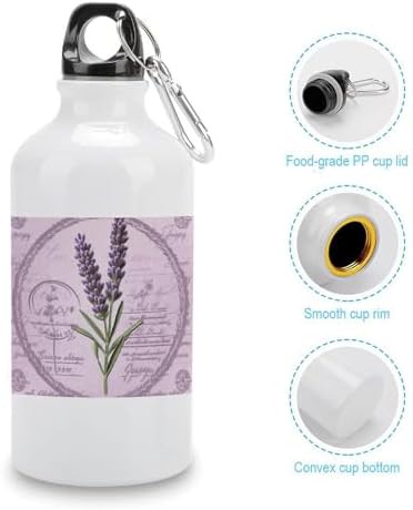 400ml Aluminum Sports Water Bottle Lavender Stamp Printed Large — photo 5