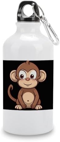 400ml Aluminum Sports Water Bottle Cartoon Brown Monkey Printed