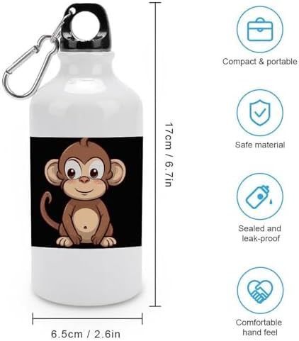 400ml Aluminum Sports Water Bottle Cartoon Brown Monkey Printed — photo 2