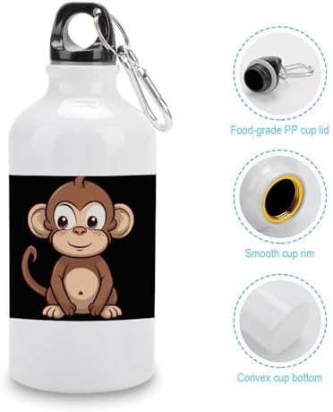 400ml Aluminum Sports Water Bottle Cartoon Brown Monkey Printed — photo 5