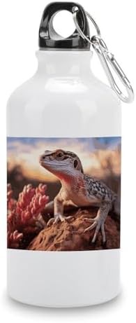 400ml Aluminum Sports Water Bottle White Lizard Printed Large