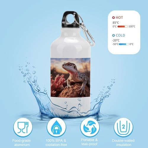 400ml Aluminum Sports Water Bottle White Lizard Printed Large — photo 4