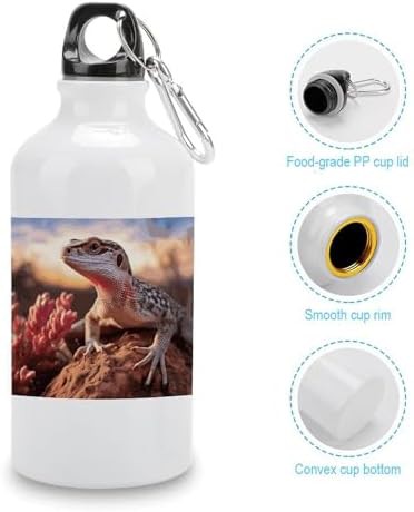 400ml Aluminum Sports Water Bottle White Lizard Printed Large — photo 5