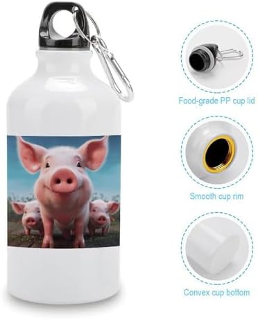 400ml Aluminum Sports Water Bottle Funny Cute Pig Printed Large — photo 3