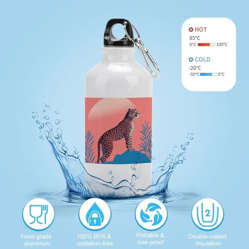 400ml Aluminum Sports Water Bottle Minimalist Style Leopard Printed — photo 4