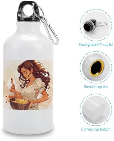 400ml Aluminum Sports Water Bottle Woman Cooking Depiction Printed — photo 5