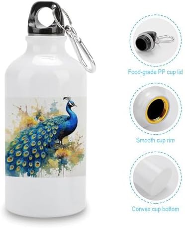 400ml Aluminum Sports Water Bottle Peacock Watercolor Painting — photo 5