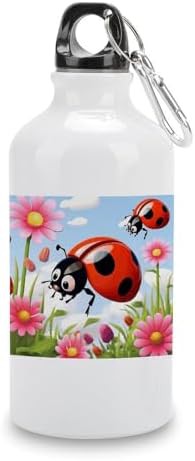 400ml Aluminum Sports Water Bottle Cartoon Ladybug Flower Printed