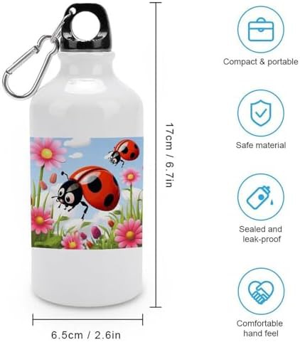 400ml Aluminum Sports Water Bottle Cartoon Ladybug Flower Printed — photo 2
