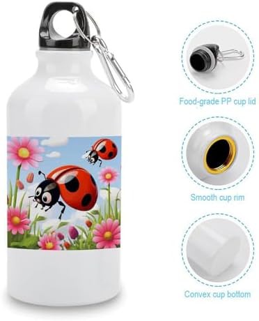 400ml Aluminum Sports Water Bottle Cartoon Ladybug Flower Printed — photo 5
