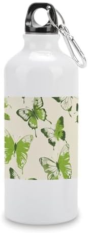 600ml Aluminum Sports Water Bottle Lime Green Butterfly Printed