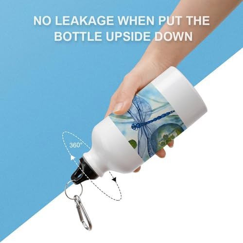 400ml Aluminum Sports Water Bottle Hand Painted Blue Dragonfly — photo 3
