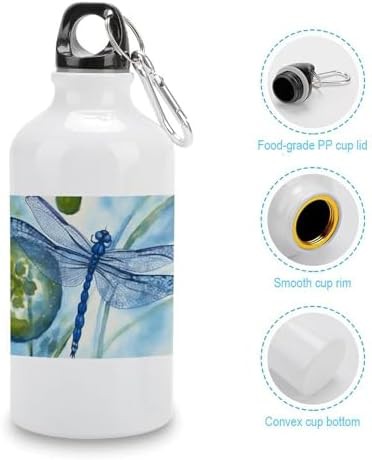 400ml Aluminum Sports Water Bottle Hand Painted Blue Dragonfly — photo 5