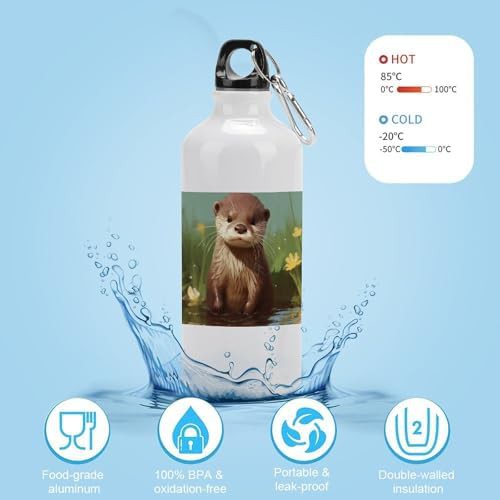 600ml Aluminum Sports Water Bottle Cute Otter Printed Large — photo 4