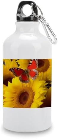 400ml Aluminum Sports Water Bottle Yellow Sunflowers with Red
