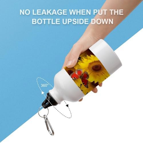 400ml Aluminum Sports Water Bottle Yellow Sunflowers with Red — photo 3
