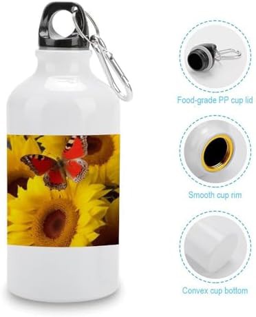400ml Aluminum Sports Water Bottle Yellow Sunflowers with Red — photo 5