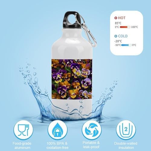 400ml Aluminum Sports Water Bottle Pansy Perfection Printed Large — photo 4