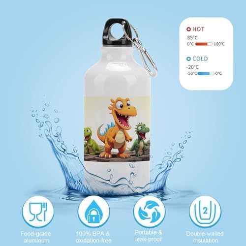 400ml Aluminum Sports Water Bottle Cartoon Dinosaur Images Printed — photo 4