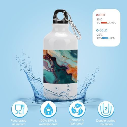 400ml Aluminum Sports Water Bottle Colourful Marble Printed Large — photo 4