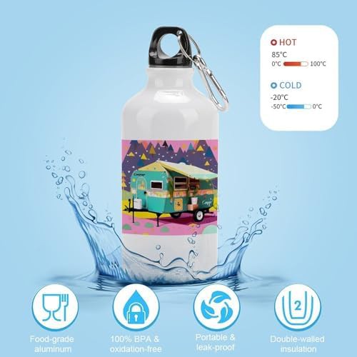 400ml Aluminum Sports Water Bottle You Make Me Happy Camper Trailer — photo 4