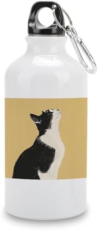 400ml Aluminum Sports Water Bottle Black And White Cat Printed