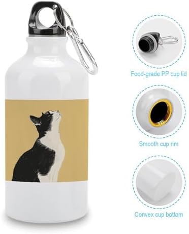 400ml Aluminum Sports Water Bottle Black And White Cat Printed — photo 5