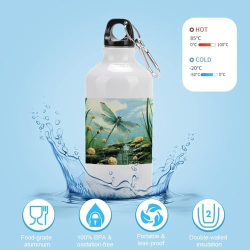 400ml Aluminum Sports Water Bottle Dragonflies in Flight Printed — photo 4