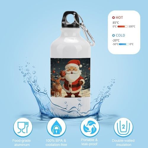 400ml Aluminum Sports Water Bottle Christmas Santa Claus Printed — photo 4