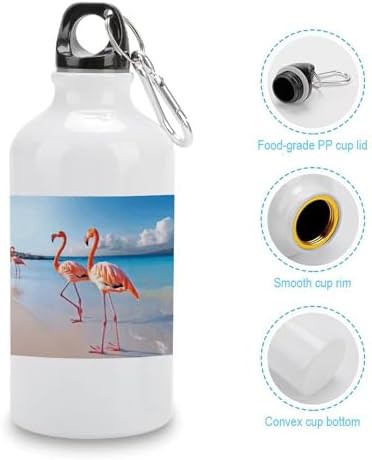 400ml Aluminum Sports Water Bottle Pink Flamingo on Beach Printed — photo 5