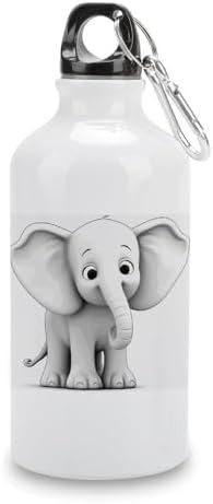 400ml Aluminum Sports Water Bottle White Elephant Printed Large