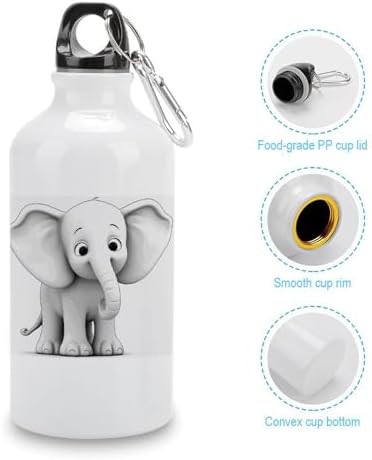400ml Aluminum Sports Water Bottle White Elephant Printed Large — photo 5