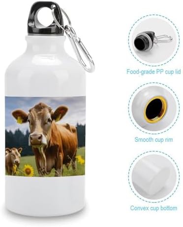 400ml Aluminum Sports Water Bottle Animal Brown Cow Printed Large — photo 5
