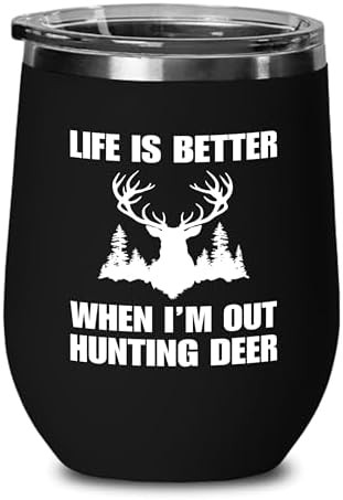 Out hunting black deer wine tumbler