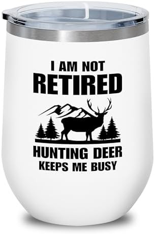White deer hunting 12 oz wine tumbler
