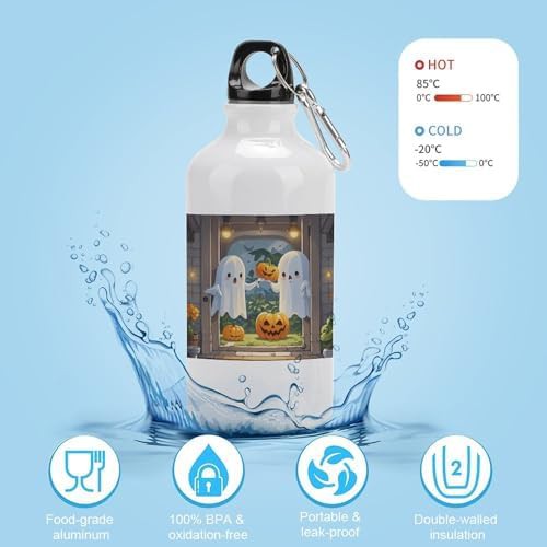 400ml Aluminum Sports Water Bottle Cute Ghost Printed Large — photo 4