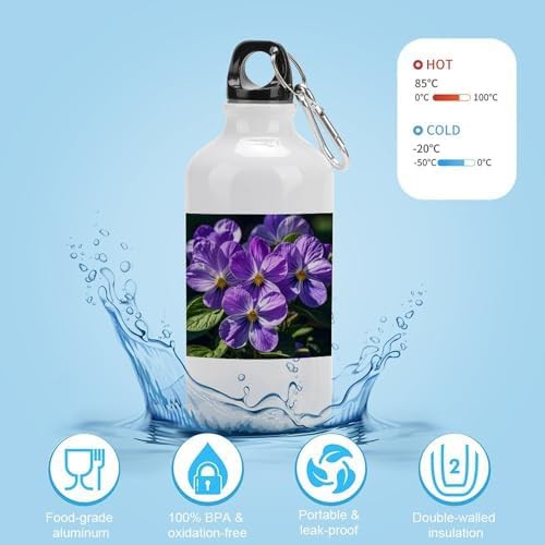 400ml Aluminum Sports Water Bottle Violets in Bloom Printed Large — photo 4