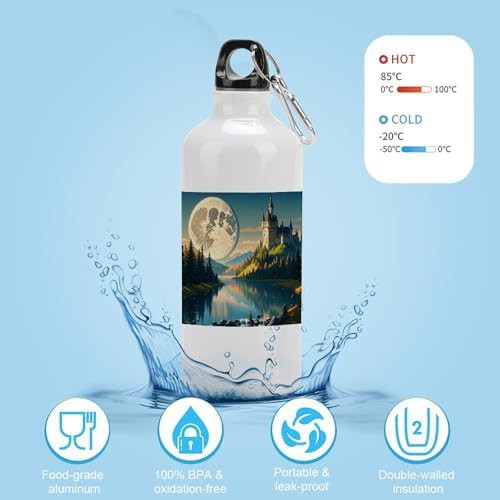 600ml Aluminum Sports Water Bottle Riverside Lakes And The Moon — photo 4