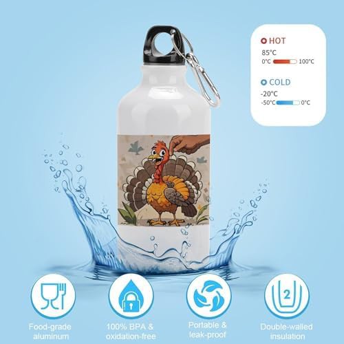 400ml Aluminum Sports Water Bottle Don't Scratch The Turkey Printed — photo 4