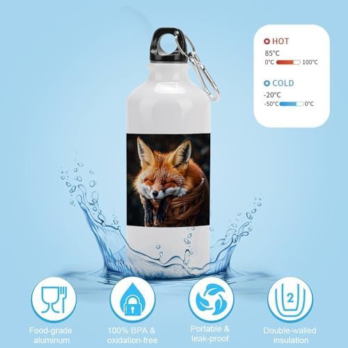 600ml Aluminum Sports Water Bottle Funny Fox Creature Sleeping — photo 4