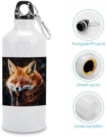 600ml Aluminum Sports Water Bottle Funny Fox Creature Sleeping — photo 5
