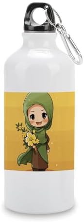 600ml Aluminum Sports Water Bottle Cartoon Muslim Girl Printed