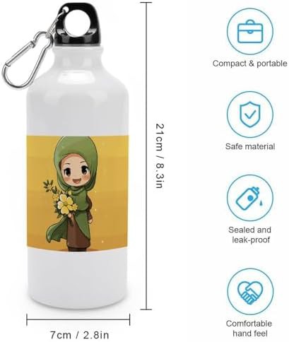 600ml Aluminum Sports Water Bottle Cartoon Muslim Girl Printed — photo 2