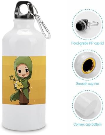 600ml Aluminum Sports Water Bottle Cartoon Muslim Girl Printed — photo 5